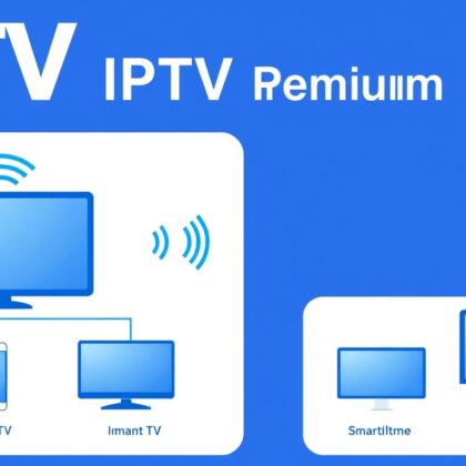 Illustration du fonctionnement de l'IPTV premium montrant la transmission de contenu via internet vers différents appareils