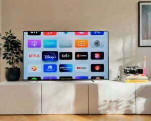 Modern TV setup illustrating the Amazon Fire TV Stick 4K streaming guide